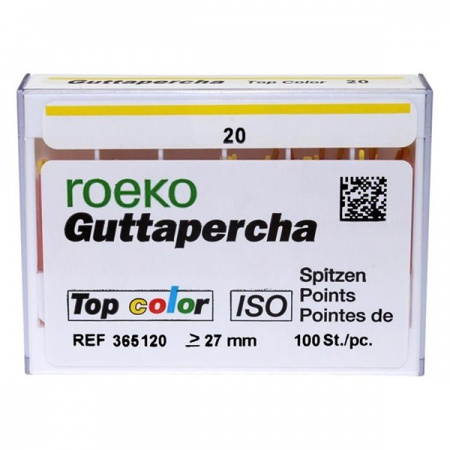 Гуттаперчевые штифты ROEKO Top color ISO 20, 100шт