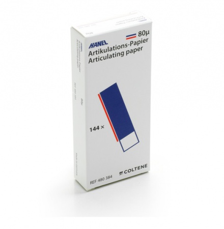 Бумага артикуляционная Hanel 80мкм 144 листов I-образная форма (красно-синяя) 20х105мм