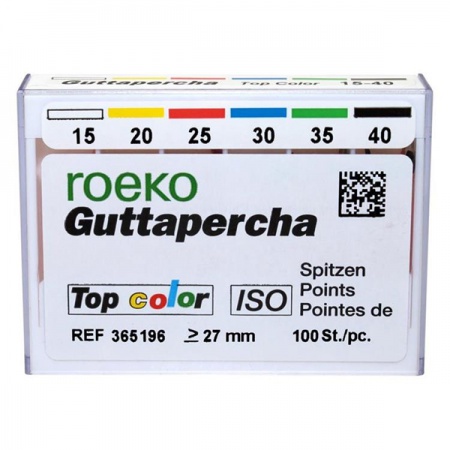 Гуттаперчевые штифты ROEKO Top color ISO 15-40, 100шт